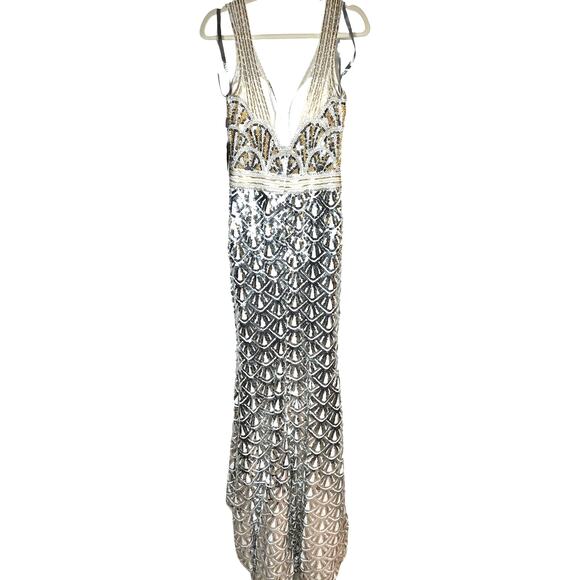 Lucci Lu Evening dress size 8, style 8043, silver and gold sequins, Art Deco - Picture 8 of 10